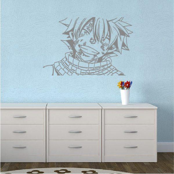 Natsu Dragneel. Fairy Tail. Anime theme. Wall sticker. Silver color