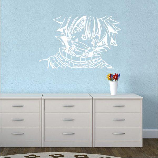 Natsu Dragneel. Fairy Tail. Anime theme. Wall sticker. White color