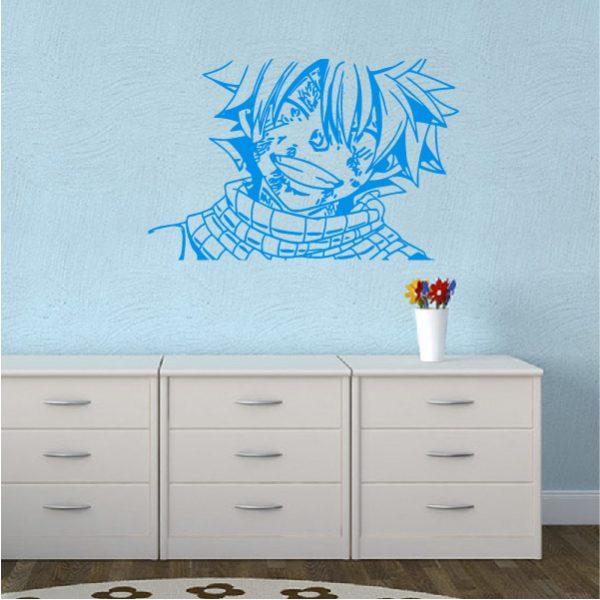Natsu Dragneel. Fairy Tail. Anime theme. Wall sticker. Blue color