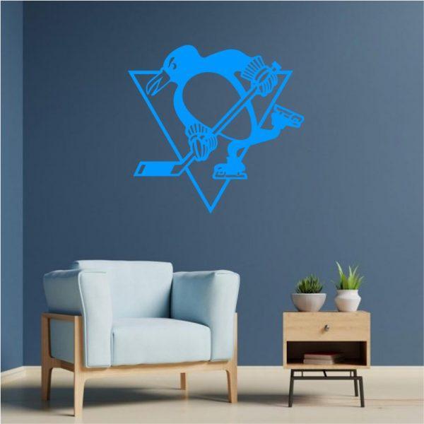 Pittsburgh Penguins emblem. NHL Team. Wall sticker. Blue color