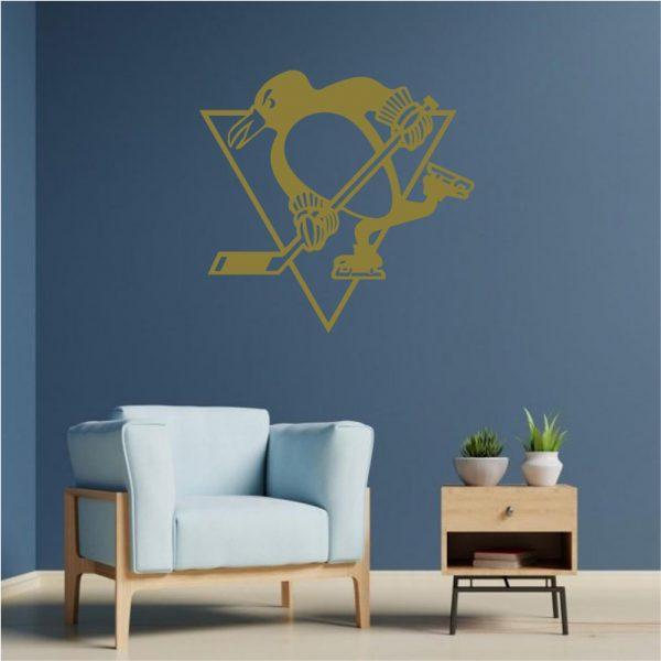 Pittsburgh Penguins emblem. NHL Team. Wall sticker. Gold color