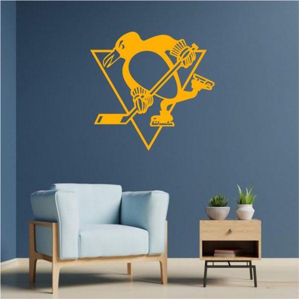 Pittsburgh Penguins emblem. NHL Team. Wall sticker. Orange color