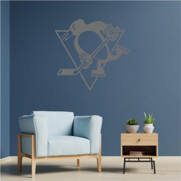 Pittsburgh Penguins emblem. NHL Team. Wall sticker. Silver color