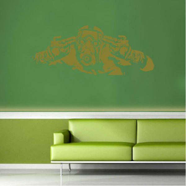 Psycho Borderlands. Video Game theme. Wall sticker. Gold color