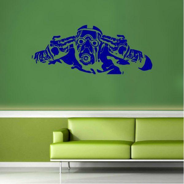 Psycho Borderlands. Video Game theme. Wall sticker. Navy color