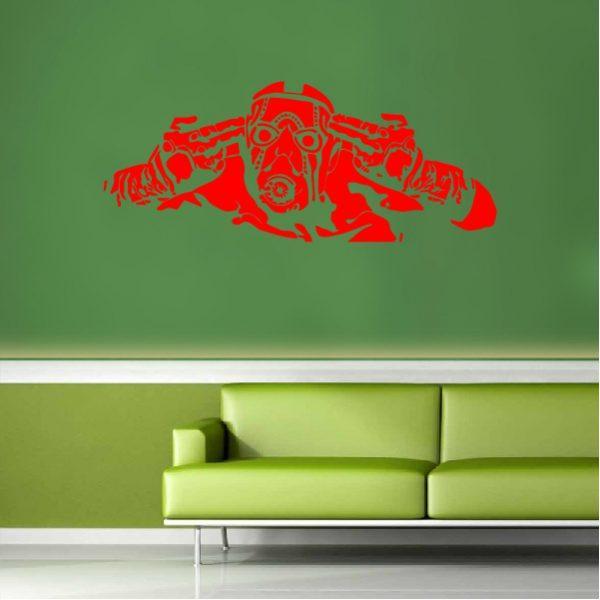 Psycho Borderlands. Video Game theme. Wall sticker. Red color