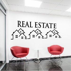 Real estate sticker for office. Wall sticker. Black color