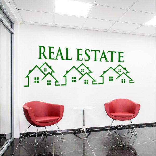 Real estate sticker for office. Wall sticker. Green color