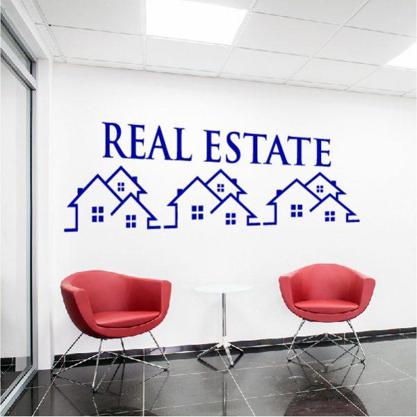 Real estate sticker for office. Wall sticker. Navy color