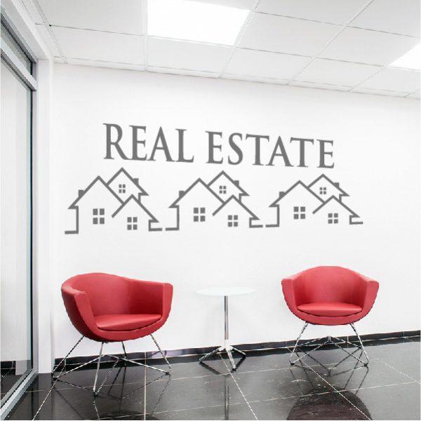 Real estate sticker for office. Wall sticker. Silver color