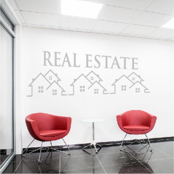 Real estate sticker for office. Wall sticker. White color