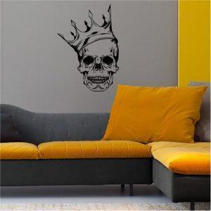 Skull with Crown. Wall sticker. Black color