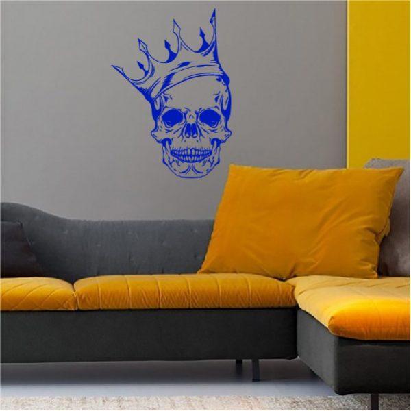 Skull with Crown. Wall sticker. Navy color