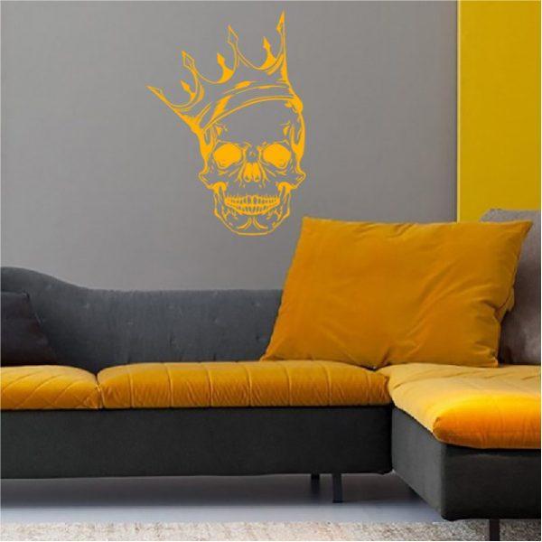 Skull with Crown. Wall sticker. Orange color