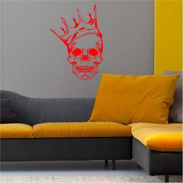 Skull with Crown. Wall sticker. Red color