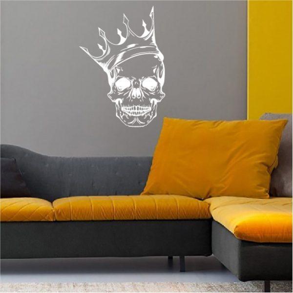 Skull with Crown. Wall sticker. White color