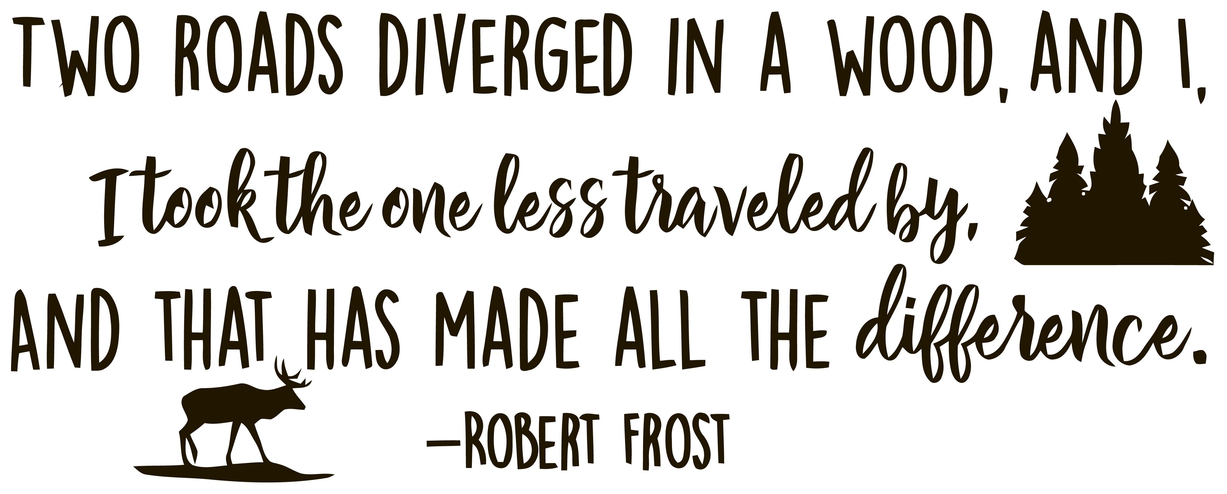 Wall Decal Vinyl Quote Sticker Decorative Two Roads Diverged Robert Frost IN56 