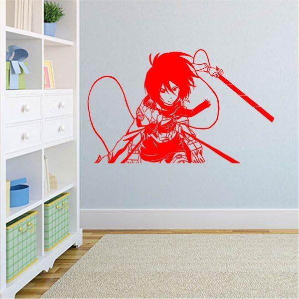 Attack on Titan. Anime. Wall Sticker. Red color