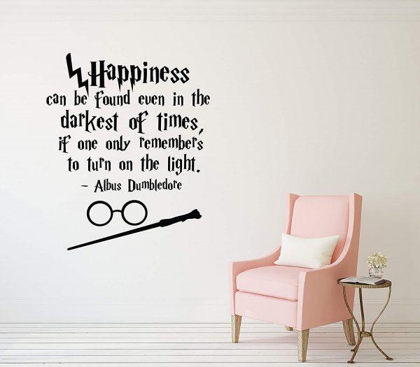 Happiness Can Be Found Even in the Darkest of Times, if one only remembers to turn on the light Harry Potter. Black color