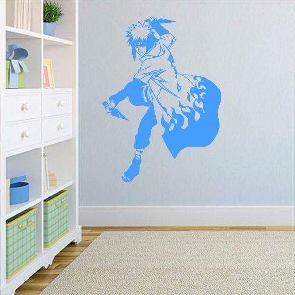 Naruto Minato Namikaze. Anime theme. Wall sticker. Blue color