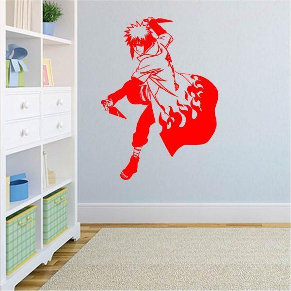 Naruto Minato Namikaze. Anime theme. Wall sticker. Red color