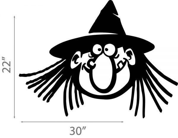09 Halloween Wall Sticker.  Funny Witch Portrait.