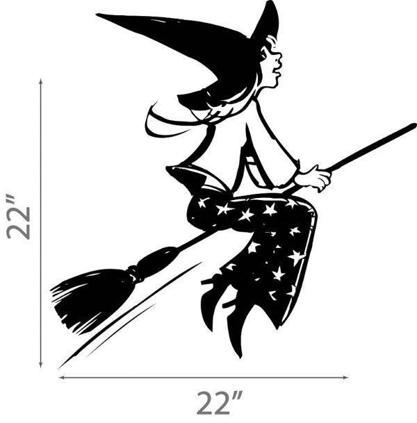15 Halloween Wall Sticker.  Yung Sweet Witch on a Broomstick.