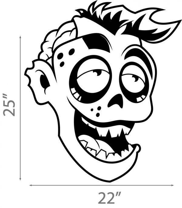 16 Halloween Wall Sticker.  Funny Zombie Head.