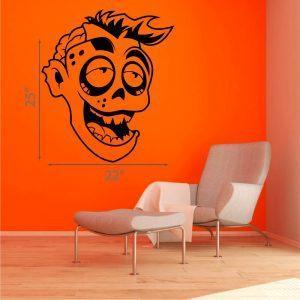 16 Halloween Wall Sticker.  Funny Zombie Head.