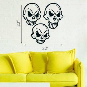 18 Halloween Wall Sticker.  Three Cartoon Skulls Sticker.