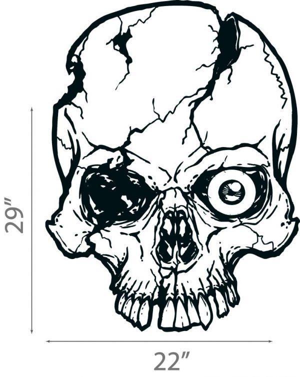 21 Halloween Wall Sticker.  Skull With One Eye Wall Sticker.