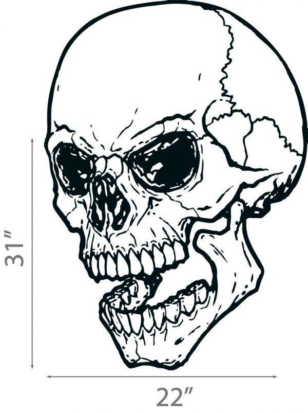 22 Halloween Wall Sticker.  Skull With Open Mouth.