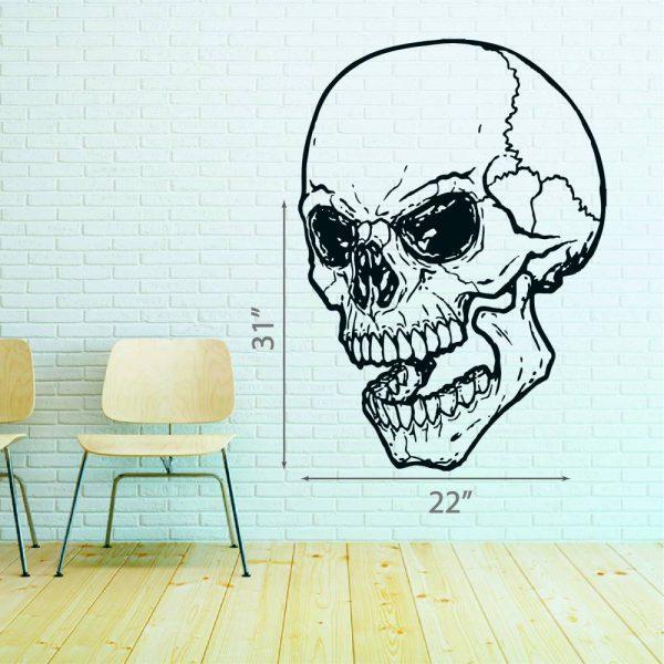 22 Halloween Wall Sticker.  Skull With Open Mouth.