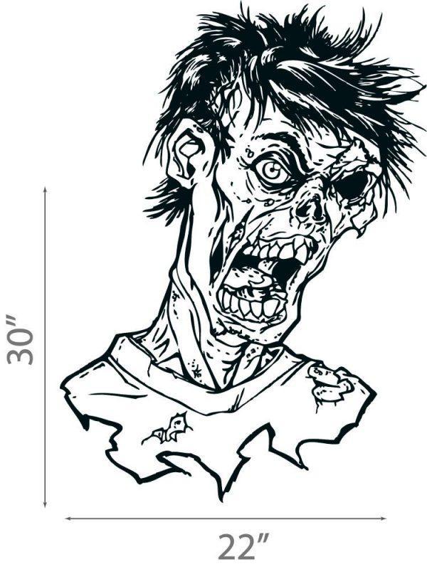 25 Halloween Wall Sticker.  Disgusting Zombie Head.