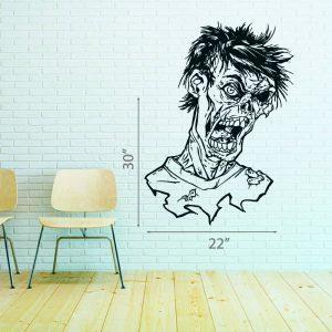 25 Halloween Wall Sticker.  Disgusting Zombie Head.