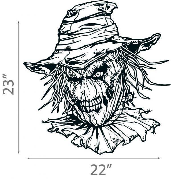 26 Halloween Wall Sticker.  Scarecrow Zombie Head.