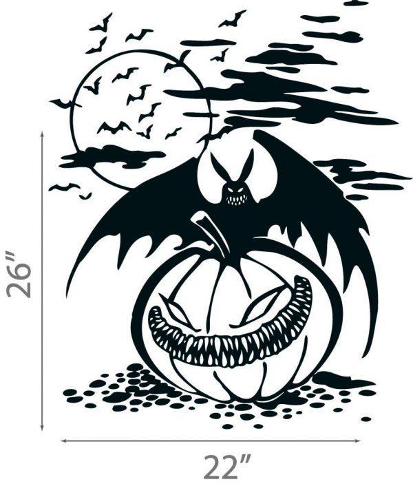 41 Halloween Wall Sticker. Angry Bat and Evil Pumpkin