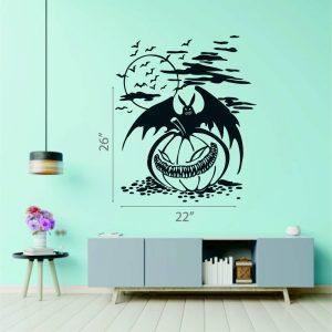 41 Halloween Wall Sticker. Angry Bat and Evil Pumpkin