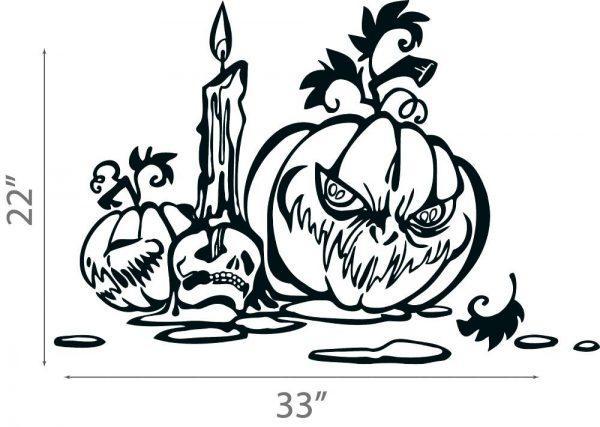 43 Halloween Wall Sticker. Skull Candle and Angry Pumpkins