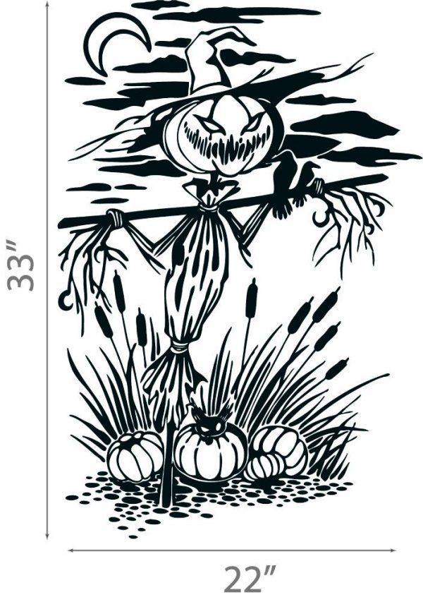 44 Halloween Wall Sticker. Pumpkin Head Scarecrow in the Night
