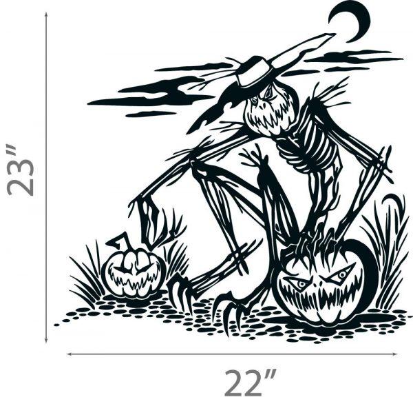 46 Halloween Wall Sticker. Scarecrow with Pumpkins in the Moonlight