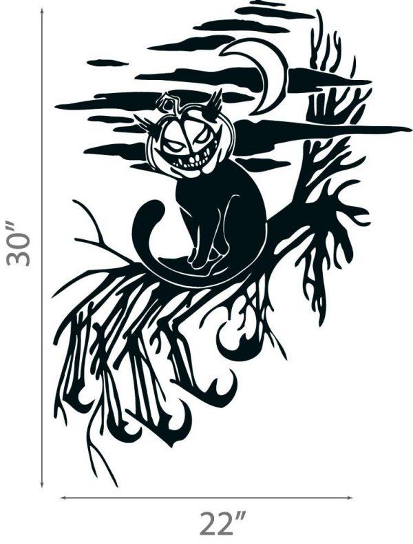 51 Halloween Wall Sticker. Pumpkin Head Cat in the Moonlight Wall Decal Sticker