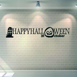 Halloween Wall Sticker. Hashtag Happy Halloween 31 оctober. Black color.
