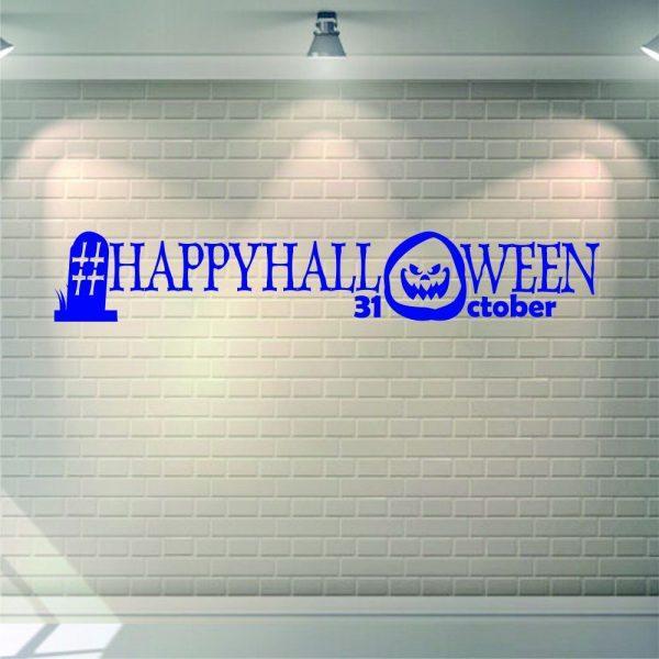 Halloween Wall Sticker. Hashtag Happy Halloween 31 оctober. Navy color