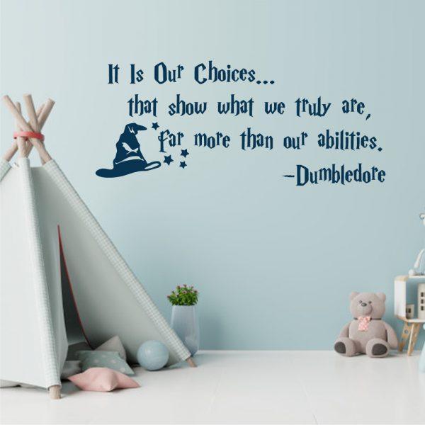 Dumbledore Quote Wall Decal It is Our Choices That Show What We Truly are Harry Potter in Navy color