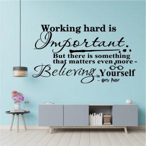 Harry Potter Wall Decal Working Hard Is Important Quote. Black color