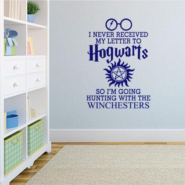 I Never Received My Letter from Hogwarts So I'm Going Hunting with The Winchesters Wall Sticker Navy color