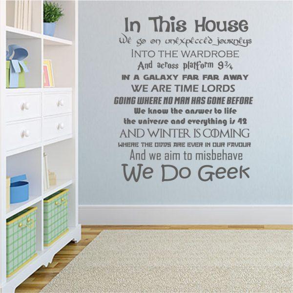 Quote Harry Potter In This House We Do Geek Wall Stiker. Siver color